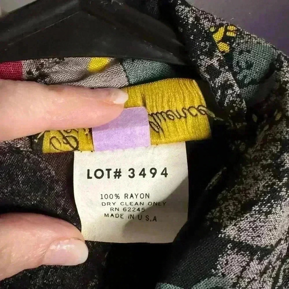 Vtg 80s Positive influence Unique Pattern Pockets accordion pleat dress Sz 3/4 - Picture 7 of 7